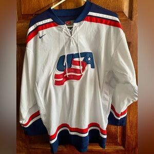 Nike USA White Hockey Jersey with Red and Blue